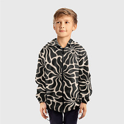 Ветровка с капюшоном детская Цветы black pattern, цвет: 3D-черный — фото 2