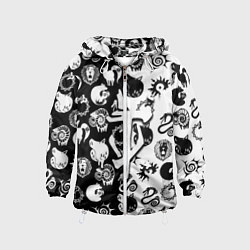 Ветровка с капюшоном детская Doom anime black pattern, цвет: 3D-белый