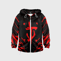 Ветровка с капюшоном детская Doom geometry red steel, цвет: 3D-белый