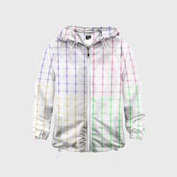Ветровка с капюшоном детская Color white multicolored stripes, цвет: 3D-белый