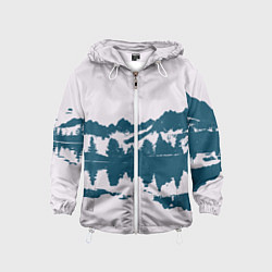 Ветровка с капюшоном детская Лес и озеро, цвет: 3D-белый