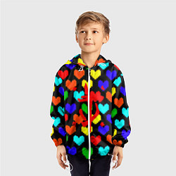 Ветровка с капюшоном детская Doom love pixel pattern, цвет: 3D-белый — фото 2