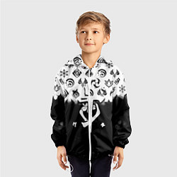 Ветровка с капюшоном детская Doom черно белые аниме, цвет: 3D-белый — фото 2