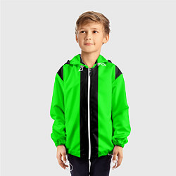 Ветровка с капюшоном детская Color black green, цвет: 3D-белый — фото 2
