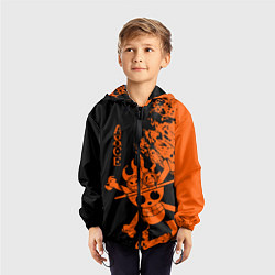 Ветровка с капюшоном детская One Piece - Ace, цвет: 3D-черный — фото 2