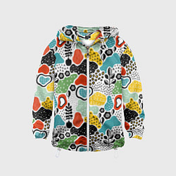 Ветровка с капюшоном детская Природная абстракция, цвет: 3D-белый