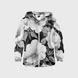 Детская ветровка Чёрно-серый цветочный паттерн