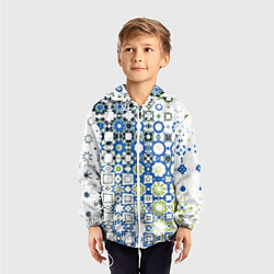Ветровка с капюшоном детская Сине-зеленая абстракция, цвет: 3D-белый — фото 2