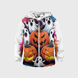 Ветровка с капюшоном детская Happy Halloween 25, цвет: 3D-белый