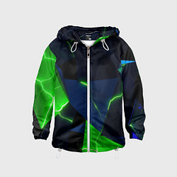 Ветровка с капюшоном детская Neon tile green, цвет: 3D-белый