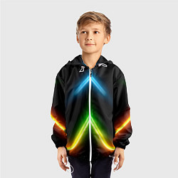 Ветровка с капюшоном детская Neon multicolored lines, цвет: 3D-белый — фото 2