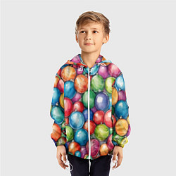 Ветровка с капюшоном детская Россыпь новогодних шаров, цвет: 3D-белый — фото 2