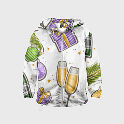 Ветровка с капюшоном детская Новогодний вайб, цвет: 3D-белый