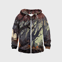 Ветровка с капюшоном детская Призрачный лес, цвет: 3D-белый