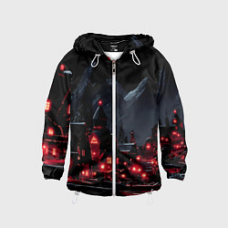 Детская ветровка Новогодняя ночь и красные гирлянды