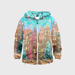 Детская ветровка Новогодний город в блестках