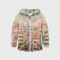 Детская ветровка Объемный новогодний город