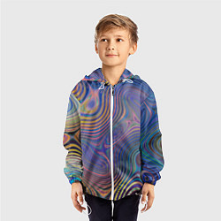 Ветровка с капюшоном детская Абстрактная рябь, цвет: 3D-белый — фото 2