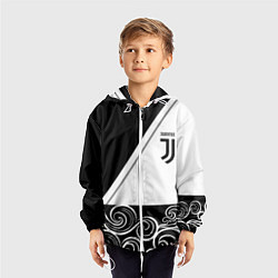 Ветровка с капюшоном детская Ювентус геометрия полосы текстура, цвет: 3D-белый — фото 2