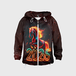 Ветровка с капюшоном детская Светящаяся лошадь 2026, цвет: 3D-белый