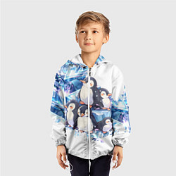Ветровка с капюшоном детская Пингвины и лёд, цвет: 3D-белый — фото 2