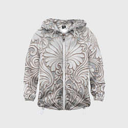 Ветровка с капюшоном детская Вензельные цветы, цвет: 3D-белый