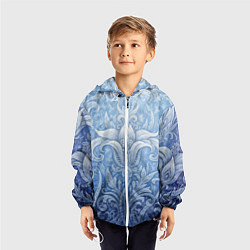 Ветровка с капюшоном детская Ледяной цветочный орнамент, цвет: 3D-белый — фото 2