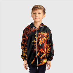 Ветровка с капюшоном детская Огненный конь в русской хохломе, цвет: 3D-белый — фото 2