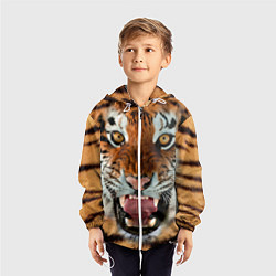 Ветровка с капюшоном детская Взгляд тигра, цвет: 3D-белый — фото 2