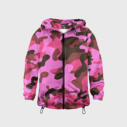 Ветровка с капюшоном детская Камуфляж: розовый/коричневый, цвет: 3D-черный