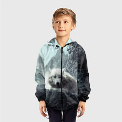 Ветровка с капюшоном детская Волк в горах, цвет: 3D-черный — фото 2