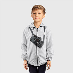Ветровка с капюшоном детская Фотоаппарат на груди, цвет: 3D-черный — фото 2