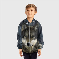 Ветровка с капюшоном детская Зимний волк, цвет: 3D-белый — фото 2