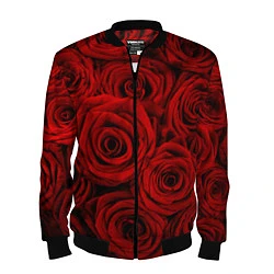 Бомбер мужской Красные розы, цвет: 3D-черный