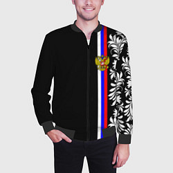 Бомбер мужской Россия: цветочная коллекция, цвет: 3D-черный — фото 2