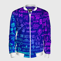 Мужской бомбер Неоновые геймерские лого