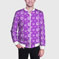 Бомбер мужской Twitch: Violet Pattern, цвет: 3D-белый — фото 2