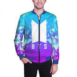 Бомбер мужской BTS: Violet Butterflies, цвет: 3D-синий — фото 2