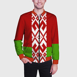 Бомбер мужской Беларусь флаг, цвет: 3D-красный — фото 2