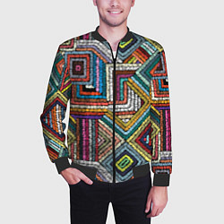 Бомбер мужской Этнический орнамент вышивка, цвет: 3D-черный — фото 2