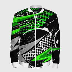 Бомбер мужской Black and green corners, цвет: 3D-белый