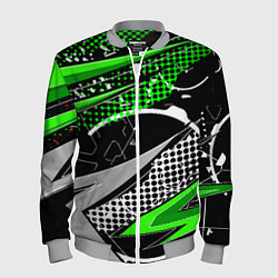 Мужской бомбер Black and green corners
