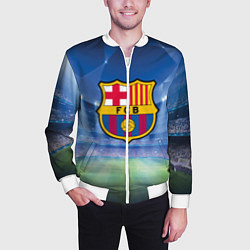 Бомбер мужской FC Barcelona, цвет: 3D-белый — фото 2