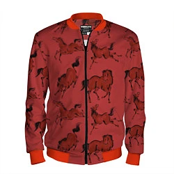 Бомбер мужской Красные кони, цвет: 3D-красный