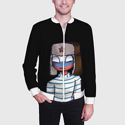 Бомбер мужской CountryHumans - Россия, цвет: 3D-белый — фото 2