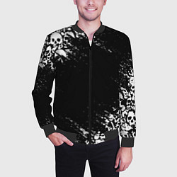 Бомбер мужской БЕЛЫЕ ЧЕРЕПА, цвет: 3D-черный — фото 2