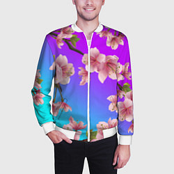 Бомбер мужской САКУРА ВИШНЯ, цвет: 3D-белый — фото 2