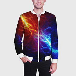 Бомбер мужской ОГОНЬ ГЛИТЧ, цвет: 3D-белый — фото 2