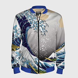 Бомбер мужской The great wave off kanagawa, цвет: 3D-синий
