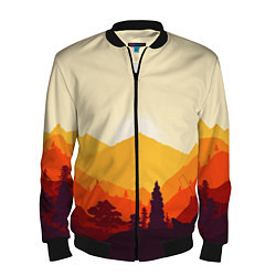 Бомбер мужской Горы закат пейзаж лиса арт, цвет: 3D-черный